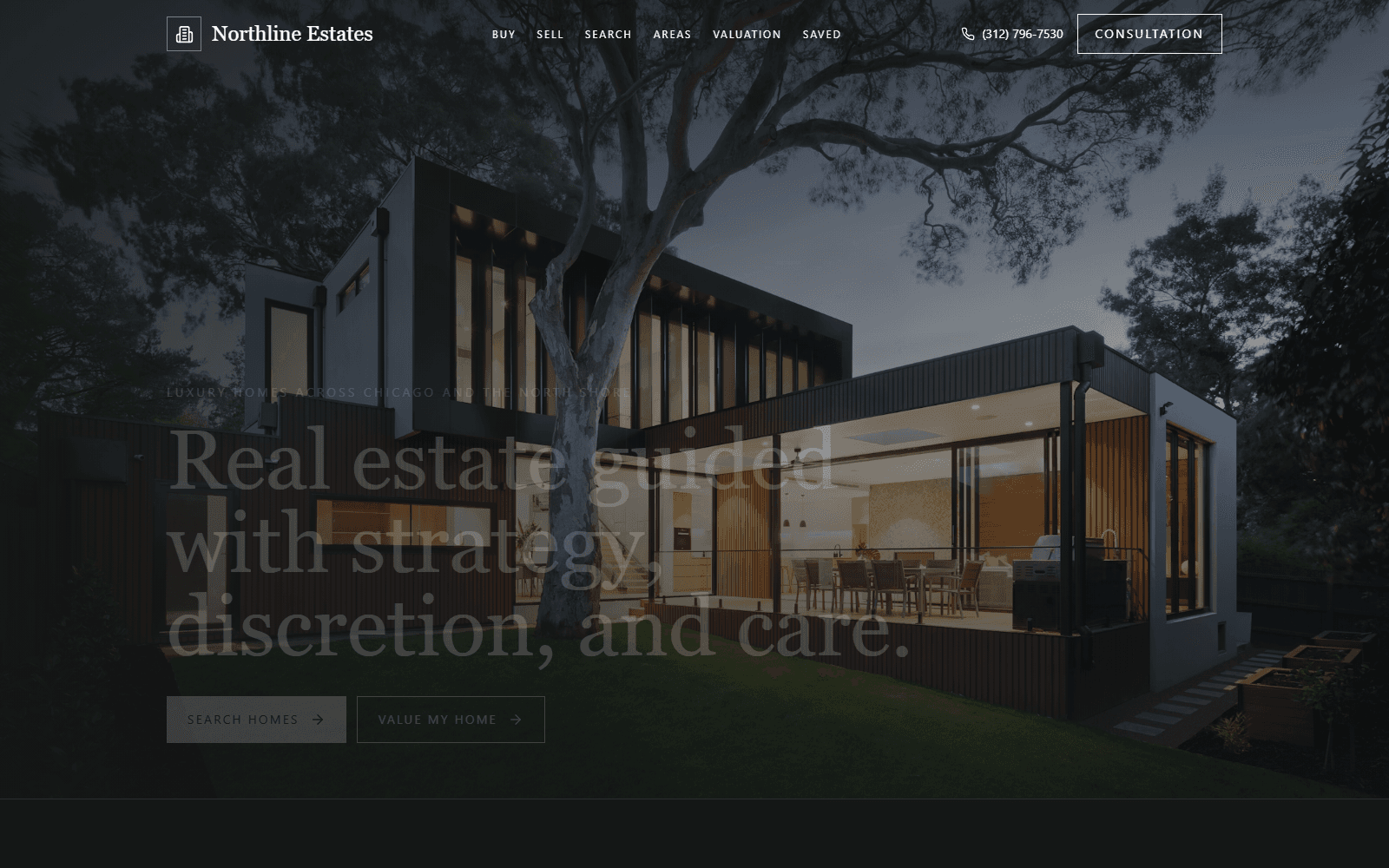 Real State live homepage with a luxury home and property navigation